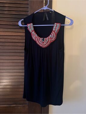Willi Smith sleeveless blouse with beaded neckline